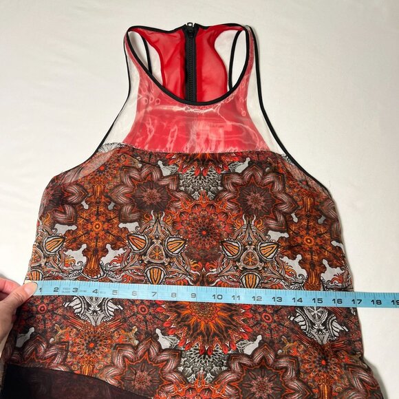 Helmut Lang Runway Mandala Dress Y2K Sheer Asymmetrical Sleeveless Red Size 2 - Picture 10 of 16